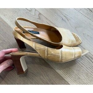 Sesto Meucci Yellow Slingback Sandals Women’s 10 Made In Italy Open Toe Shoes